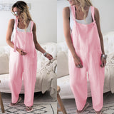 Casual Loose Solid Pockets Jumpsuit Cropped Pant Rompers