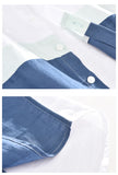 Men High Quality 100% Linen Fabric Gradient Patchwork Short Sleeve Casual Slim Shirt