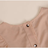 Women Ruffles Buttons OL Blouse O-Neck Long Sleeve Solid Tops