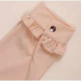 Women Ruffles Buttons OL Blouse O-Neck Long Sleeve Solid Tops