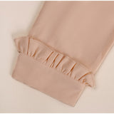 Women Ruffles Buttons OL Blouse O-Neck Long Sleeve Solid Tops