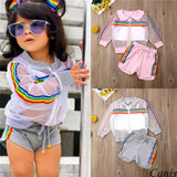 Long Sleeve Coat+Vest+Short Pants Clothing Set Summer Outfit