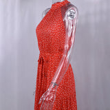 Summer Long Dress Polka Dot Casual Midi Dresses Black Halter Strapless