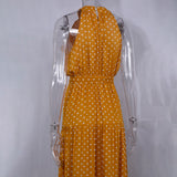 Summer Long Dress Polka Dot Casual Midi Dresses Black Halter Strapless