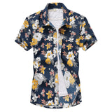 Mens Short Sleeve Hawaiian Fast drying Plus Size Summer Floral Shirt