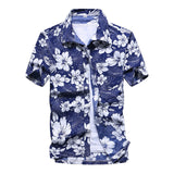 Mens Short Sleeve Hawaiian Fast drying Plus Size Summer Floral Shirt