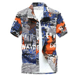 Mens Short Sleeve Hawaiian Fast drying Plus Size Summer Floral Shirt