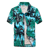 Mens Short Sleeve Hawaiian Fast drying Plus Size Summer Floral Shirt