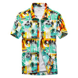 Mens Short Sleeve Hawaiian Fast drying Plus Size Summer Floral Shirt