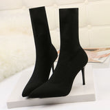 SEGGNICE Sexy Sock Boots Knitting Stretch High Heels Women Shoes