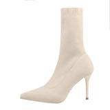SEGGNICE Sexy Sock Boots Knitting Stretch High Heels Women Shoes
