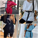 Simplee Casual solid women's two piece suit including belt solid color