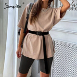 Simplee Casual solid women's two piece suit including belt solid color