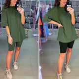 Simplee Casual solid women's two piece suit including belt solid color