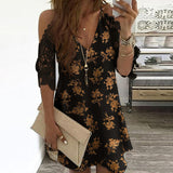 Sexy Off Shoulder V Neck Dress Floral Print Lace Beach Dresses