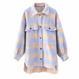 Stylish Sweet Plaid Woolen Shirt Check Jacket Cute