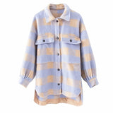 Stylish Sweet Plaid Woolen Shirt Check Jacket Cute