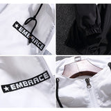 Men's Hip Hop Jacket Windbreaker Hooded Casual Retro Vintage Streetwear