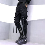 Men Hip Hop Black Cargo Pants joggers Sweatpants Overalls Streetwear