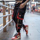 Men Hip Hop Black Cargo Pants joggers Sweatpants Overalls Streetwear