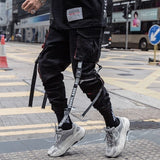 Men Hip Hop Black Cargo Pants joggers Sweatpants Overalls Streetwear