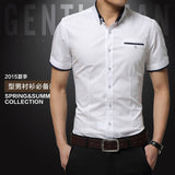 Men's Summer Business Short Sleeves Turn-down Collar Tuxedo Shirt