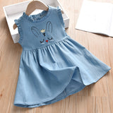 Summer Dress For Girls Sleeveless Denim Wash Strap Dress
