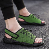 Mens Beach Flat Sandals Peep Toe Black Shoes Walking Sandalias Hombre Verano