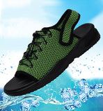 Mens Beach Flat Sandals Peep Toe Black Shoes Walking Sandalias Hombre Verano
