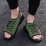 Mens Beach Flat Sandals Peep Toe Black Shoes Walking Sandalias Hombre Verano