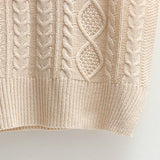Women Solid Short Loose Sleeveless Knitted V-Neck Vest