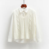 Women Solid Short Loose Sleeveless Knitted V-Neck Vest
