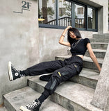 Mens Cargo Pants Multi Pocket Harem Pants Streetwear Trousers