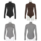 Darlingaga Woman Solid Skinny Turtleneck Long Sleeve Bodysuit Warm Basic