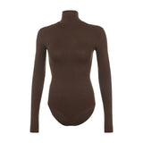 Darlingaga Woman Solid Skinny Turtleneck Long Sleeve Bodysuit Warm Basic