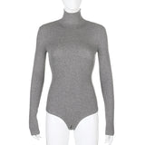 Darlingaga Woman Solid Skinny Turtleneck Long Sleeve Bodysuit Warm Basic