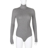 Darlingaga Woman Solid Skinny Turtleneck Long Sleeve Bodysuit Warm Basic