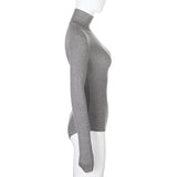 Darlingaga Woman Solid Skinny Turtleneck Long Sleeve Bodysuit Warm Basic