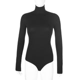 Darlingaga Woman Solid Skinny Turtleneck Long Sleeve Bodysuit Warm Basic