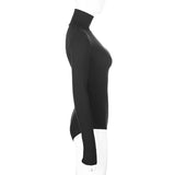 Darlingaga Woman Solid Skinny Turtleneck Long Sleeve Bodysuit Warm Basic