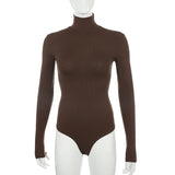 Darlingaga Woman Solid Skinny Turtleneck Long Sleeve Bodysuit Warm Basic