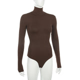 Darlingaga Woman Solid Skinny Turtleneck Long Sleeve Bodysuit Warm Basic