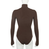 Darlingaga Woman Solid Skinny Turtleneck Long Sleeve Bodysuit Warm Basic