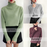 SURMIITRO Knitted Sweater Turtleneck Long Sleeve