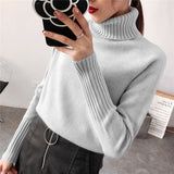 SURMIITRO Knitted Sweater Turtleneck Long Sleeve