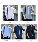 Zongke Men's Solid Slim Fit Oxford Cotton Long Sleeve Casual Shirt