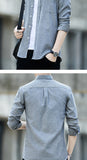 Zongke Men's Solid Slim Fit Oxford Cotton Long Sleeve Casual Shirt