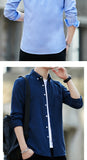 Zongke Men's Solid Slim Fit Oxford Cotton Long Sleeve Casual Shirt