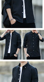 Zongke Men's Solid Slim Fit Oxford Cotton Long Sleeve Casual Shirt