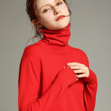 WOTWOY Basic Knitted Turleneck Sweater Slim Fit Long Sleeve